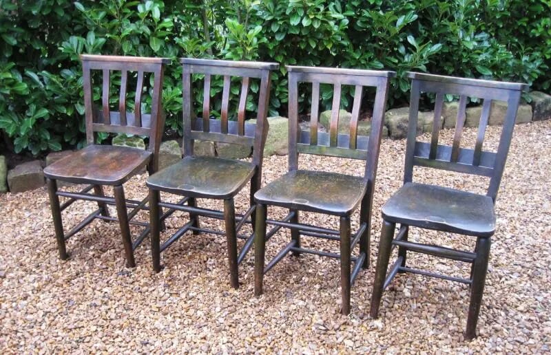 Set of 4 Elm Seated Church or Kitchen Chairs - 5163C