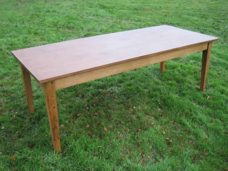 Antique Pitch Pine Table Top With Reclaimed Pine Base