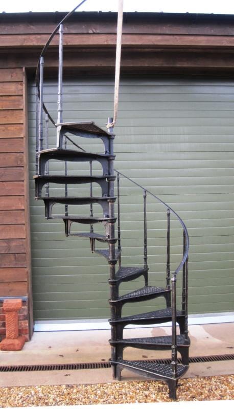 Large Reclaimed Cast Iron Spiral Staircase with Top Rail - 5162