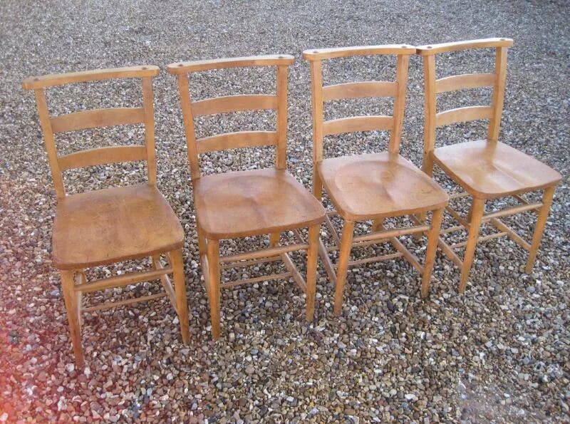 Set of 4 Antique Reclaimed Kitchen Chairs - 5323