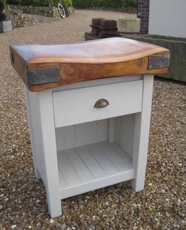 Antique Butchers Block on Painted Base