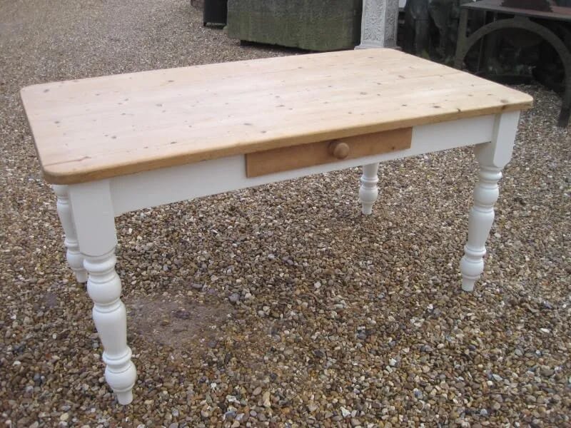 Reclaimed Pine Farmhouse Table with Painted Base - 5290