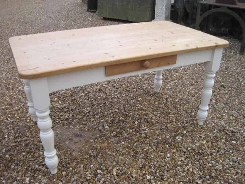 Reclaimed Pine Farmhouse Table with Painted Base
