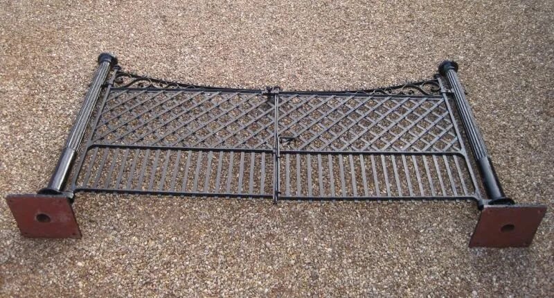 Pair of Antique Cast and Wrought Iron Gates with Posts - 5122
