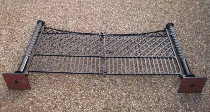 Pair of Antique Cast and Wrought Iron Gates with Posts