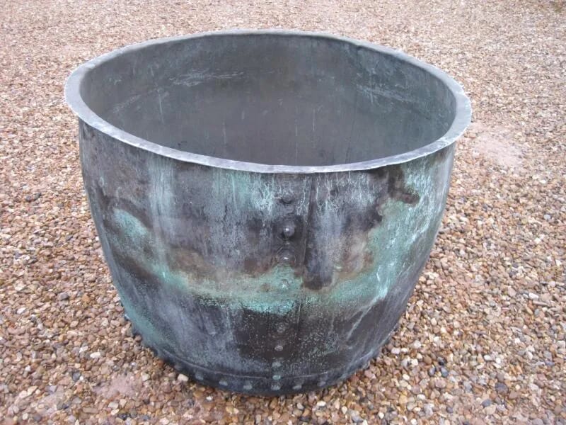 Large Antique Copper Garden Plant Pot - 5278
