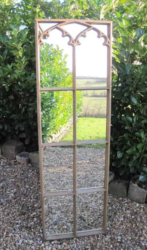 Antique Victorian Cast Iron Gothic Window Frame Mirror