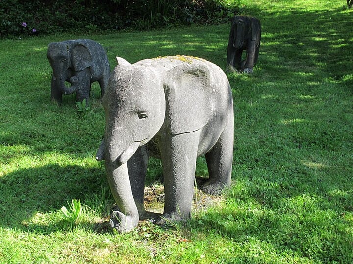 Antique Hand Carved Stone Set of 3 Elephants - 5105