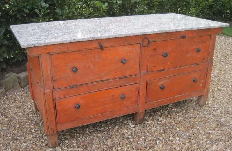 Antique Kitchen Centre Island with Granite Top - 5369