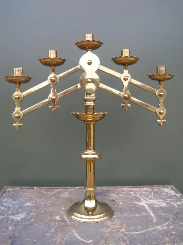Antique Solid Brass Benedictine Candleabra - 5235