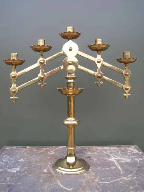 Antique Solid Brass Benedictine Candleabra