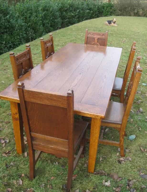Oak Table and 6 Antique Oak Chairs
