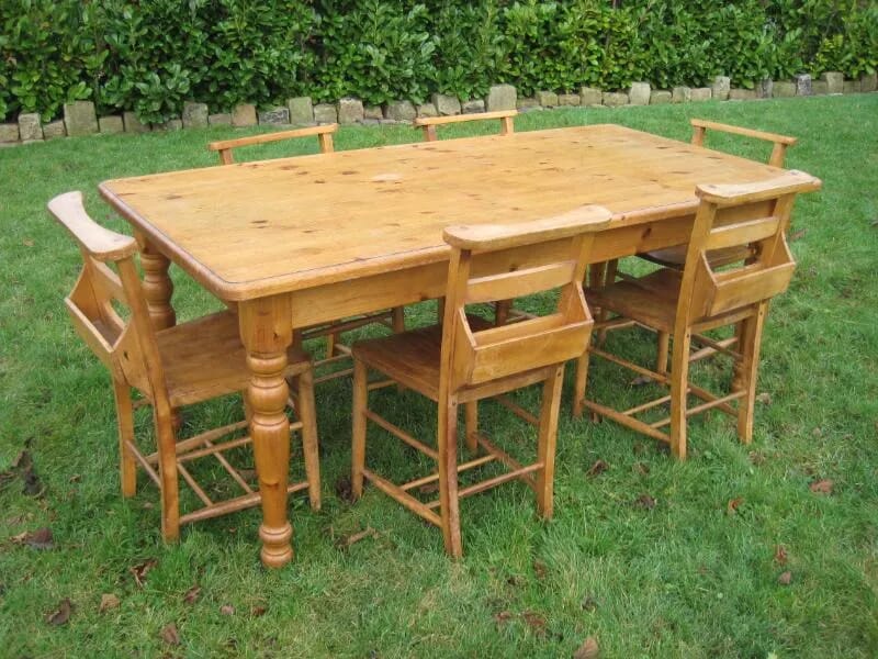 Pine Farmhouse Table and 6 Chairs - 4870