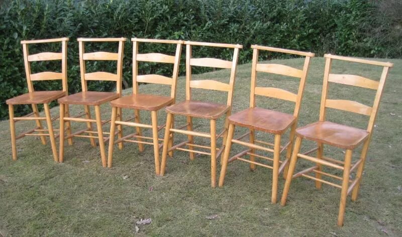 Set of 6 Antique Chapel Chairs - 5354A