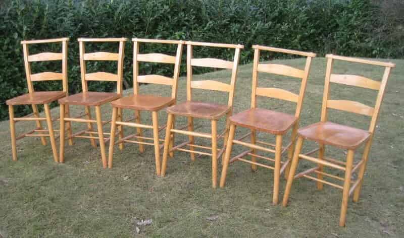 Set of 6 Antique Church Chairs