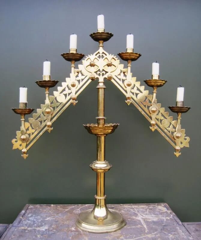 Antique Brass Benedictine Candleabra - 5065
