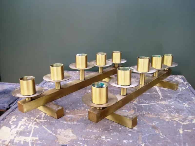 Pair of Brass 5 Branch Altar Candlesticks