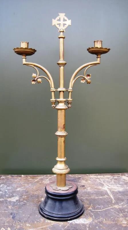 Antique Brass Altar Candlestick - 5237