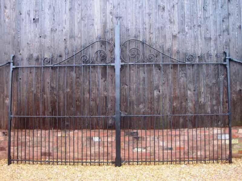 Pair of Large Antique Iron Gates with top and bottom hinges