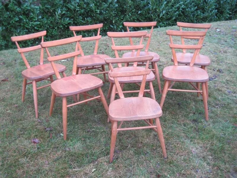 8 Antique Childrens School or Church Chairs - 5365