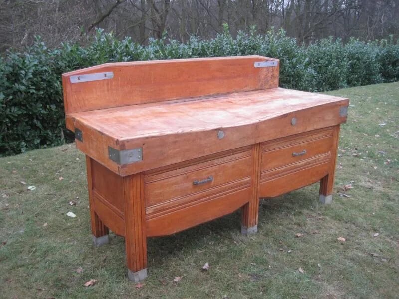 French Antique Butchers Block on Original Base - 5379