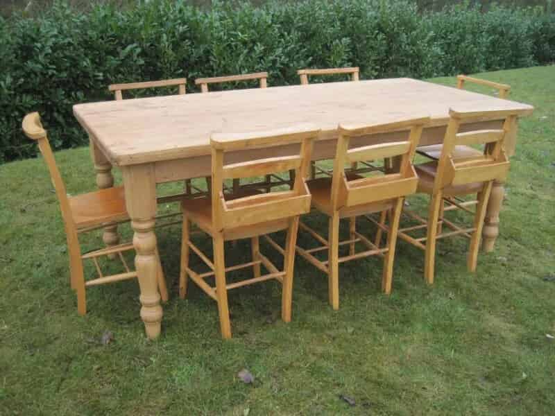 Primary Image - Reclaimed Pine Table 8 Church Chairs