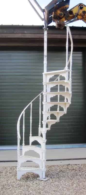 Reclaimed Cast Iron Spiral Staircase with 2 Curved Rails