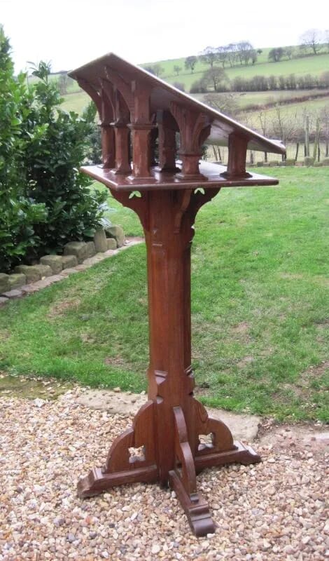 Victorian Gothic Pitch Pine Church Reading Lectern - 5222