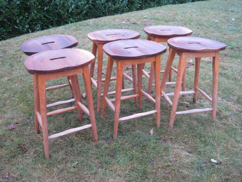 Set of 6 Antique Bar Or Kitchen Stools - 5050