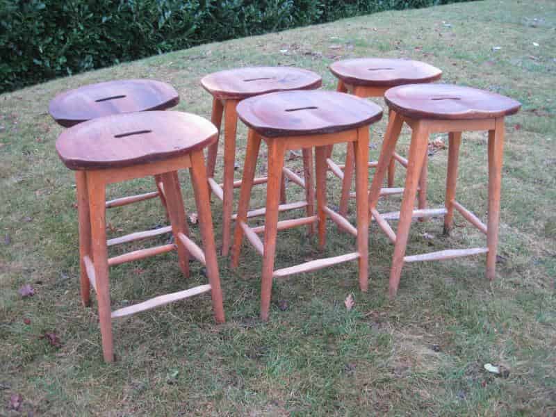 Set of 6 Antique Bar Or Kitchen Stools