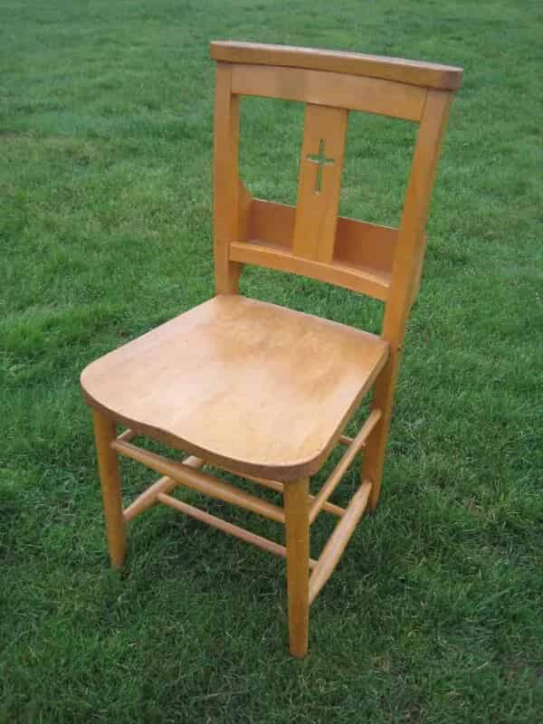 Antique Church Chairs with Cross in Rear