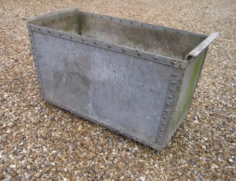 Antique Galvanised Trough or Plant Pot - 5458