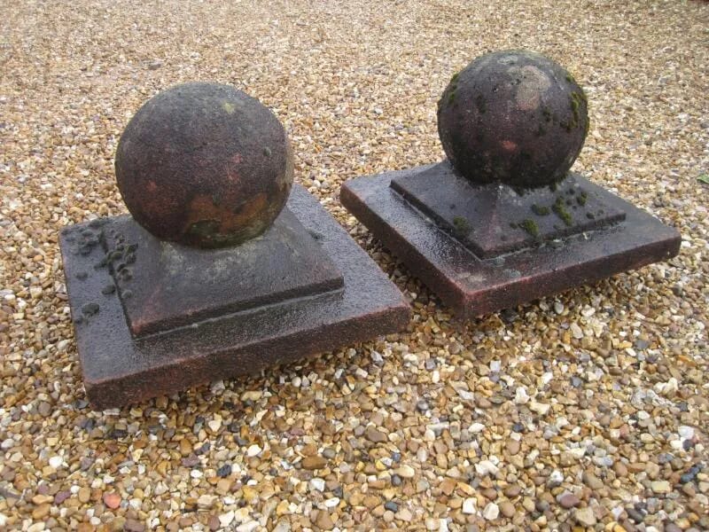 A pair of Weathered Stone Gate Pier Finials - 5462