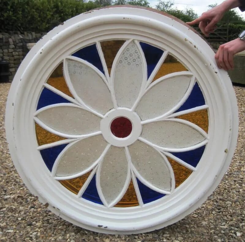 Antique Victorian Stained Glass Round Window - 5528