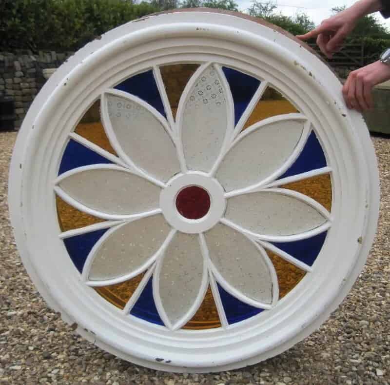 Antique Victorian Stained Glass Round Window