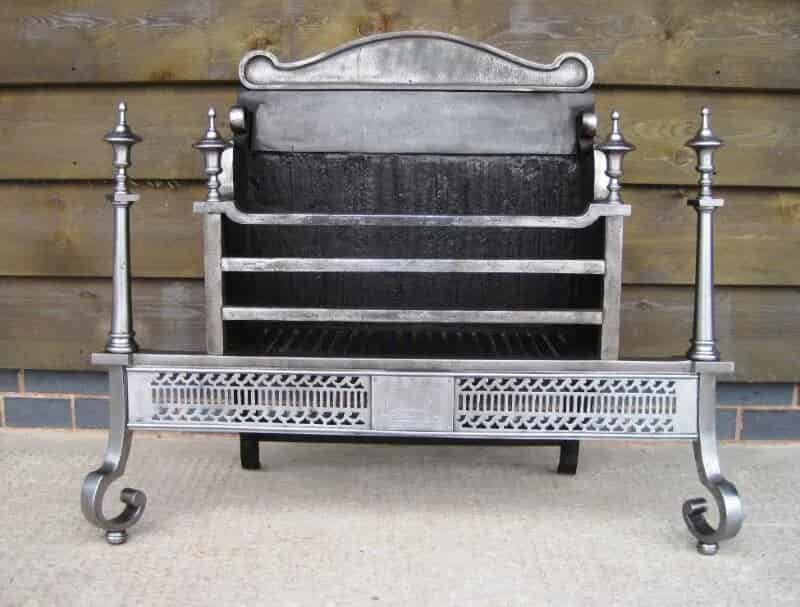 Victorian Polished Steel Serpentine Fire Grate by Thomas Elsley 