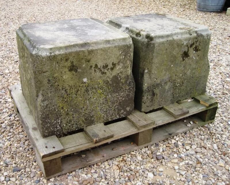 Pair of Antique Stone Garden Plinths - 5025