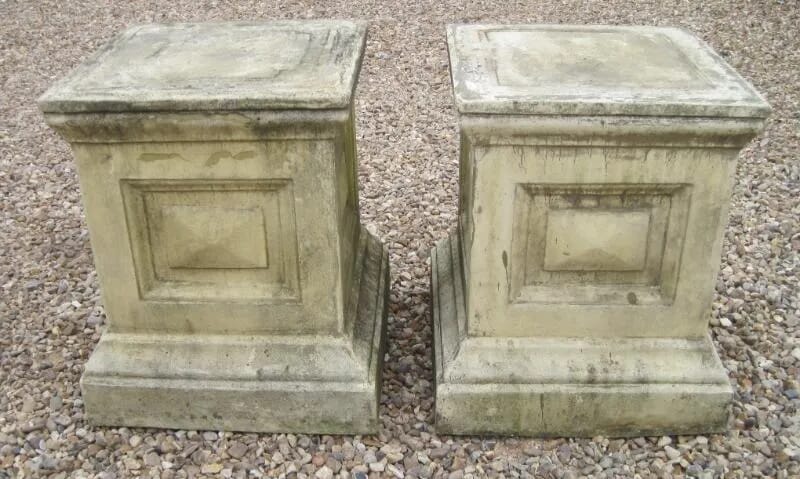 Pair of Stone Garden Statue Plinths - 5068