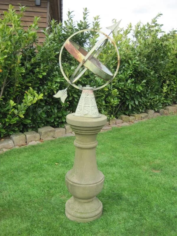 Antique Stone Sundial with Armillary Sundial - 2879