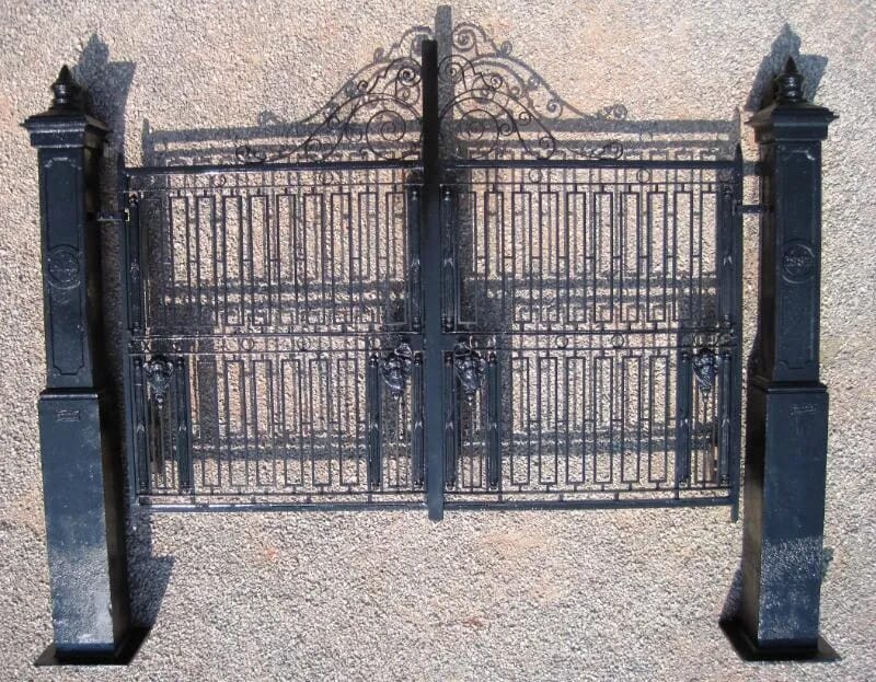 Pair of Antique Cast Iron Gates and Posts - 4712
