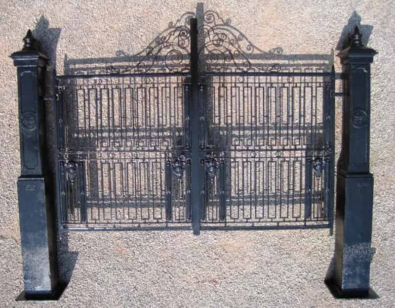 Pair of Antique Cast Iron Gates and Posts