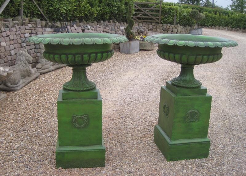 Pair of Original Antique Cast Iron Planters - 4959