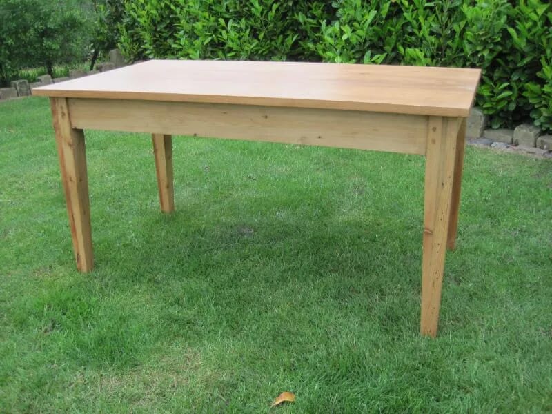 Antique Pitch Pine Table Top With Reclaimed Pine Base - 5001
