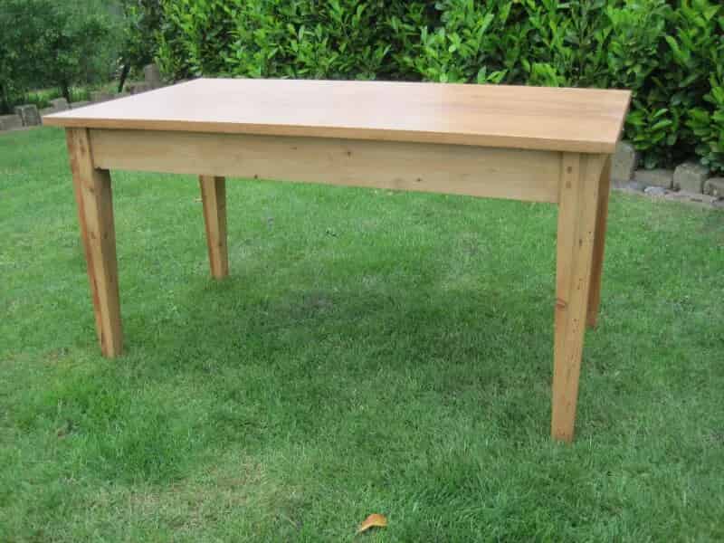 Antique Pitch Pine Table Top With Reclaimed Pine Base 