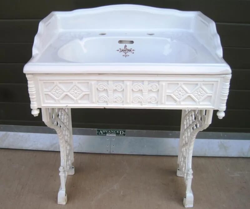Bathroom Sink with Cast Metal Stand - 5564