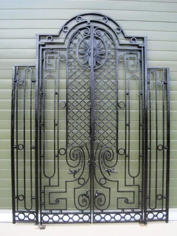 Pair of Antique Cast and Wrought Iron Gates in a Frame - 5373