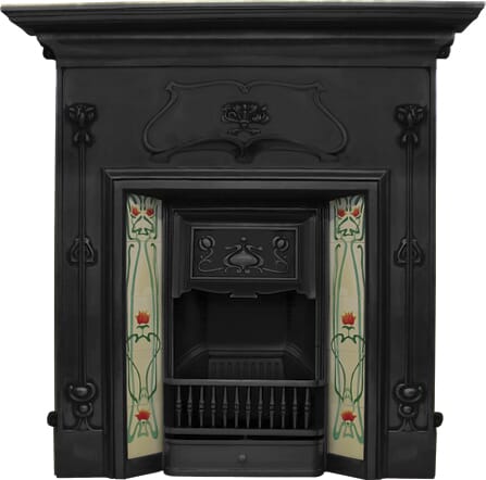 Verona Black Finish Cast Iron Combination Fireplace - RX246