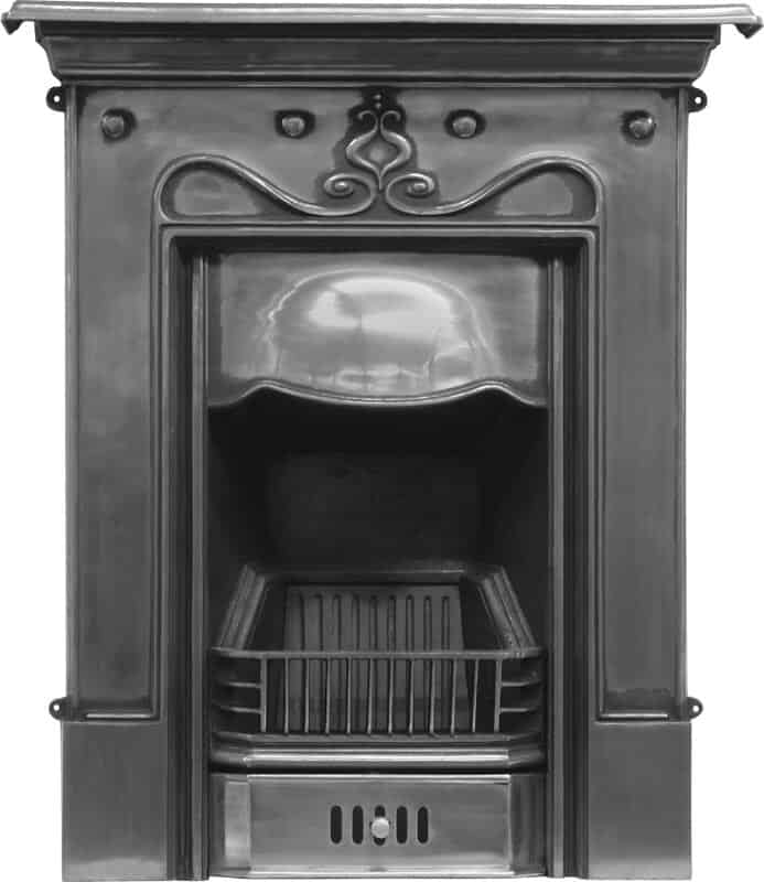 Tulip Art Nouveau Full Polish Cast Iron Combination Fireplace