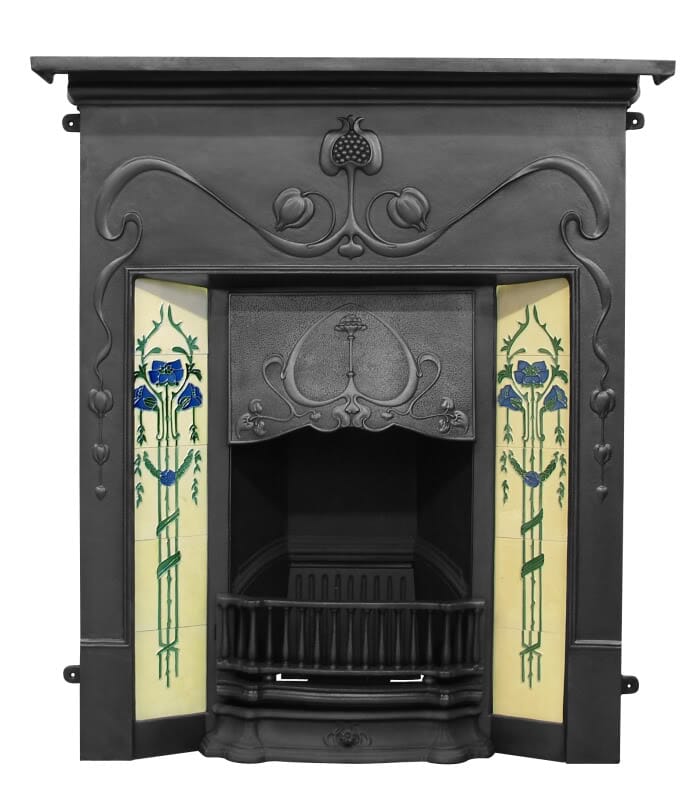 Valentine Black Finish Cast Iron Combination Fireplace - RX134