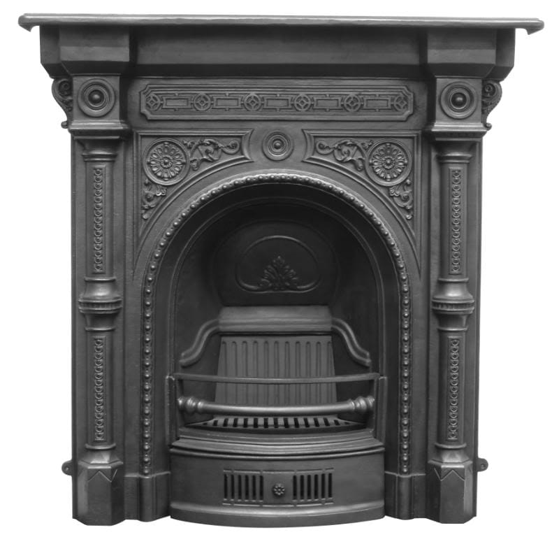 Tweed Victorian Black Finish Cast Iron Combination Fireplace - RX084